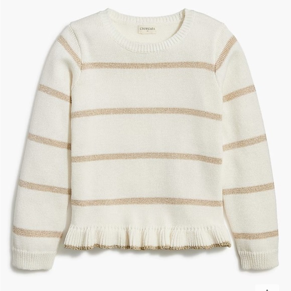 Crewcuts Girls Striped Sparkle Ruffle Hem Sweater - Picture 1 of 8